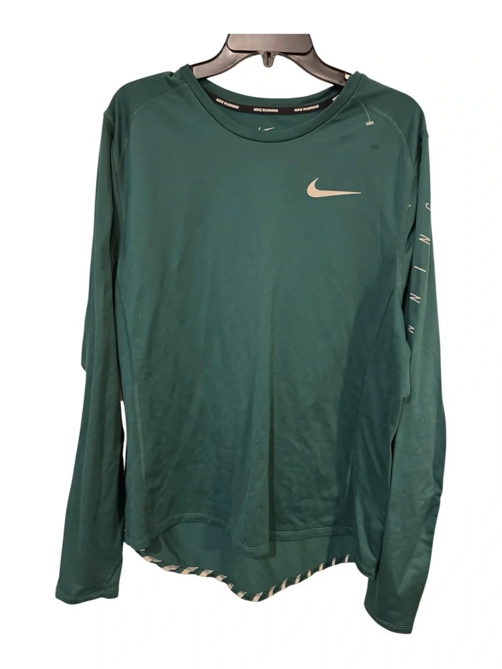 Nike Flash Miler Dri-FIT Men XL Green Reflective Long Sleeve Running Shirt